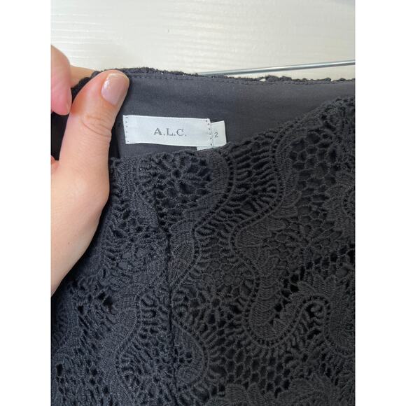 A.L.C. Elie Lace Wide Leg Trouser Pants Womens 2 / XS Eyelet Lace Black Capsule - Picture 3 of 13